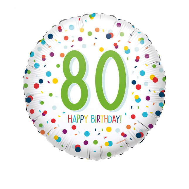Feestbazaar Folieballon 80 Jaar Confettiprint (45CM)