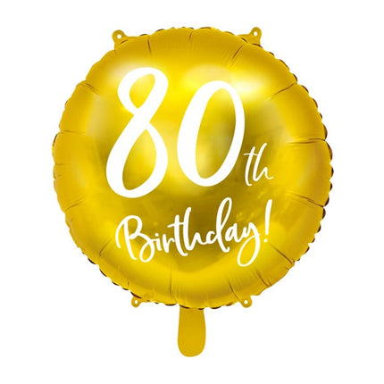 Feestbazaar Folieballon 80th Birthday goud (45cm)