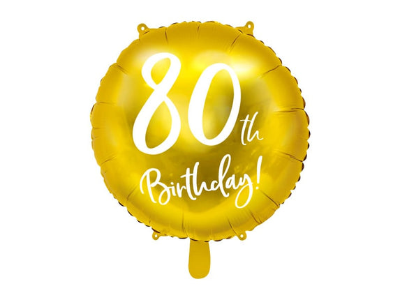 Feestbazaar Folieballon 80th Birthday goud (45cm)