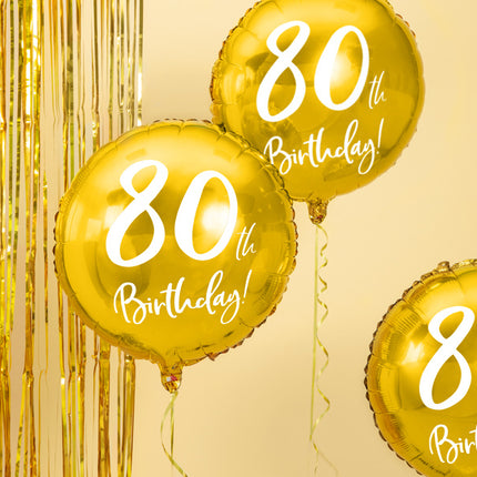 Feestbazaar Folieballon 80th Birthday goud (45cm)