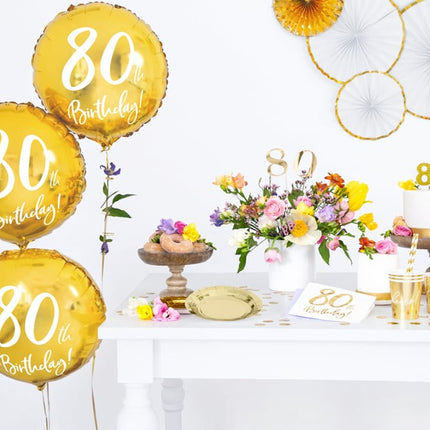 Feestbazaar Folieballon 80th Birthday goud (45cm)