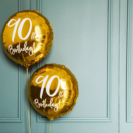 Feestbazaar Folieballon 90th Birthday goud (45cm)