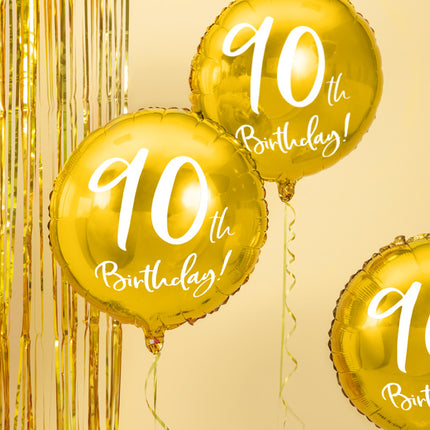 Feestbazaar Folieballon 90th Birthday goud (45cm)