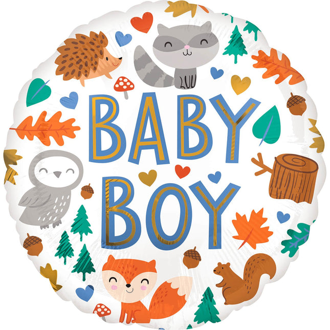 Feestbazaar Folieballon Baby Boy Bosdiertjes (43cm)