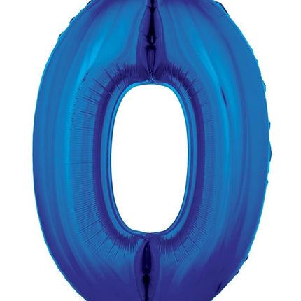 Feestbazaar Folieballon Blauw Cijfer '0' Groot