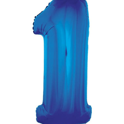 Feestbazaar Folieballon Blauw Cijfer '1' Groot