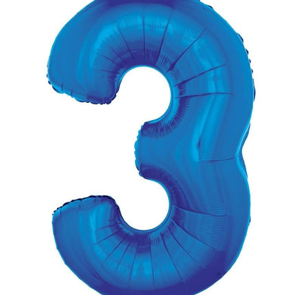 Feestbazaar Folieballon Blauw Cijfer '3' Groot
