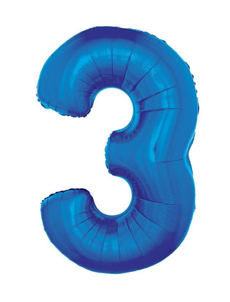 Feestbazaar Folieballon Blauw Cijfer '3' Groot