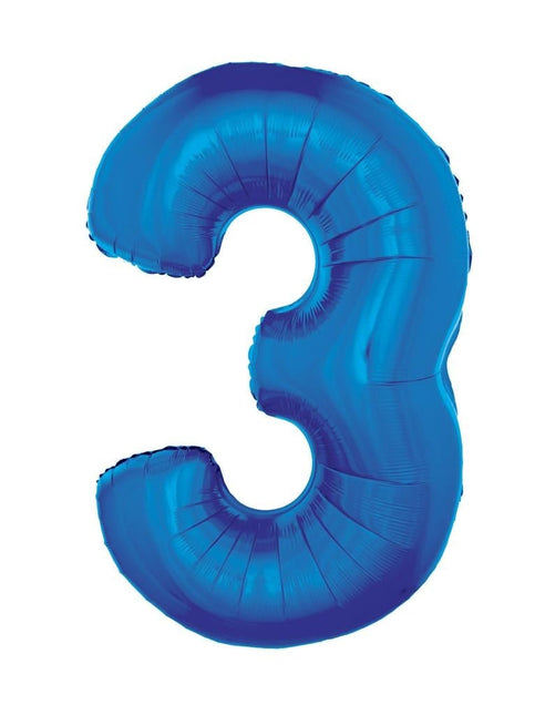 Feestbazaar Folieballon Blauw Cijfer '3' Groot