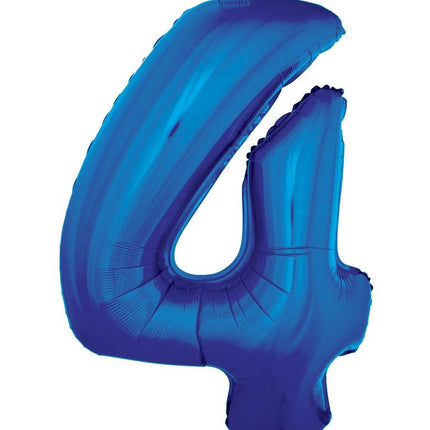 Feestbazaar Folieballon Blauw Cijfer '4' Groot
