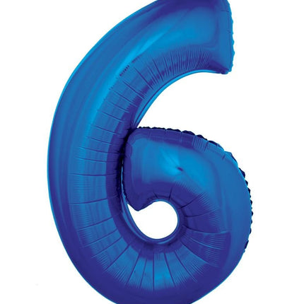 Feestbazaar Folieballon Blauw Cijfer '6' Groot