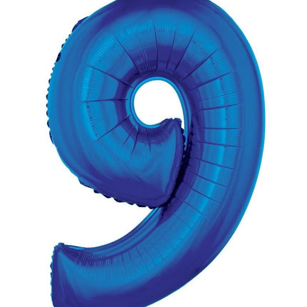 Feestbazaar Folieballon Blauw Cijfer '9' Groot