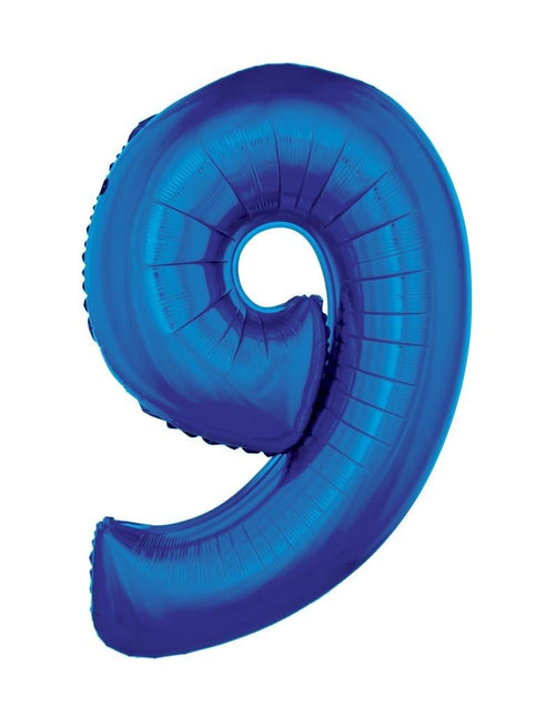 Feestbazaar Folieballon Blauw Cijfer '9' Groot