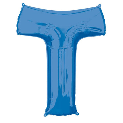 Feestbazaar Folieballon Blauwe Letter 'T' - Groot