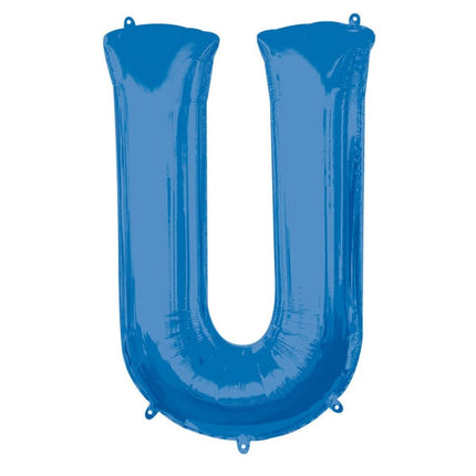 Feestbazaar Folieballon Blauwe Letter 'U' - Groot