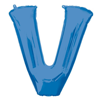 Feestbazaar Folieballon Blauwe Letter 'V' - Groot