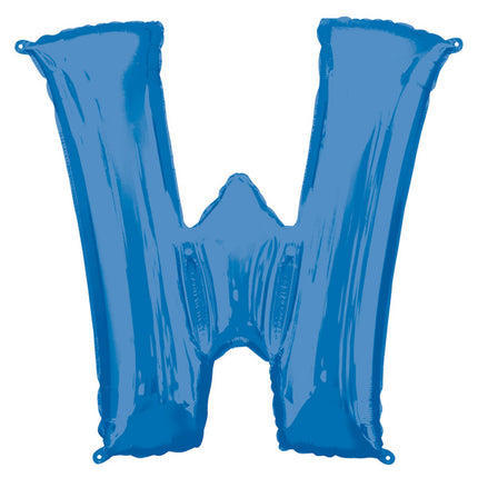 Feestbazaar Folieballon Blauwe Letter 'W' - Groot