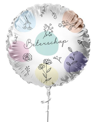 Feestbazaar Folieballon Bloemen 'Beterschap' (45cm)
