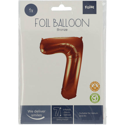 Feestbazaar Folieballon Brons Cijfer 7 - 86 cm