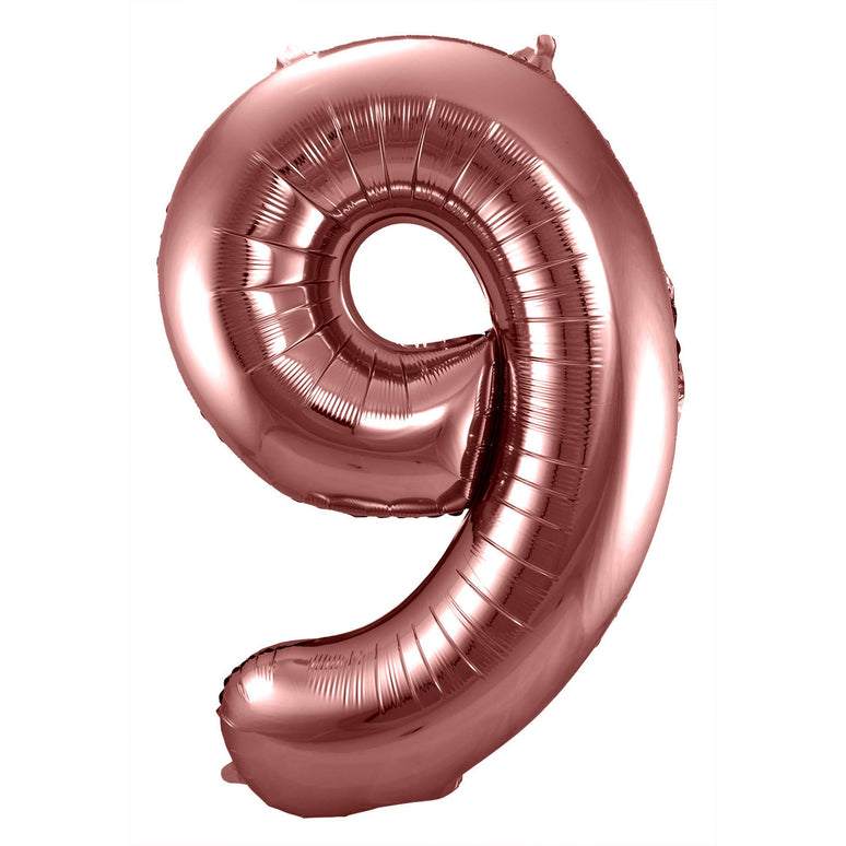 Feestbazaar Folieballon Brons Cijfer 9 - 86 cm