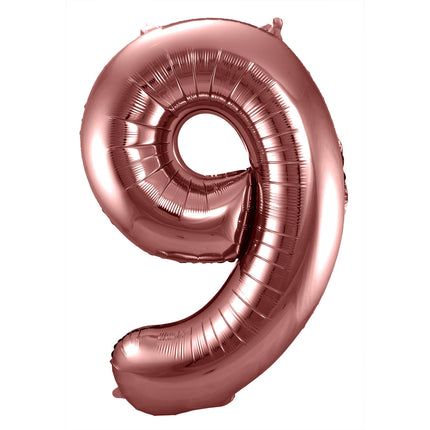 Feestbazaar Folieballon Brons Cijfer 9 - 86 cm