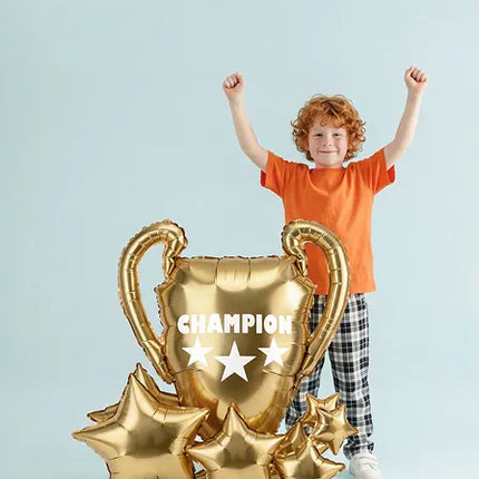 Feestbazaar Folieballon Champion Beker Goud met Sterren (83x87cm)