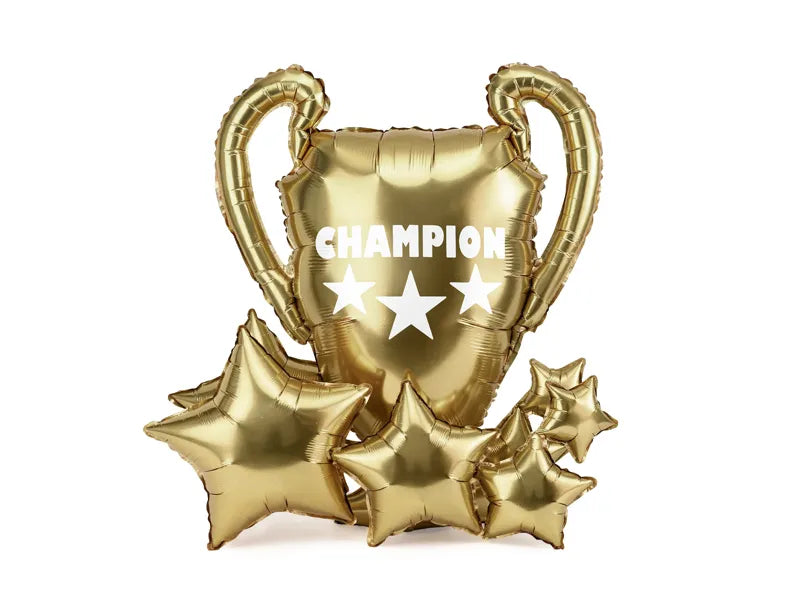 Feestbazaar Folieballon Champion Beker Goud met Sterren (83x87cm)