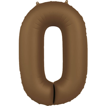 Feestbazaar Folieballon Cijfer 0 Bruin Mat (86cm)