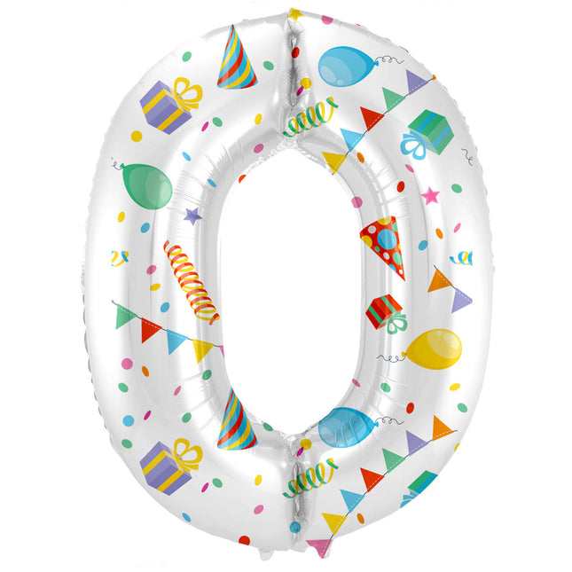 Feestbazaar Folieballon Cijfer 0 Joyful Party - 86 cm