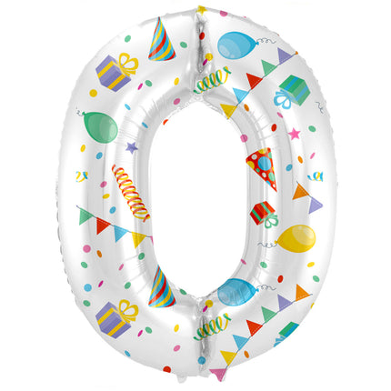 Feestbazaar Folieballon Cijfer 0 Joyful Party - 86 cm
