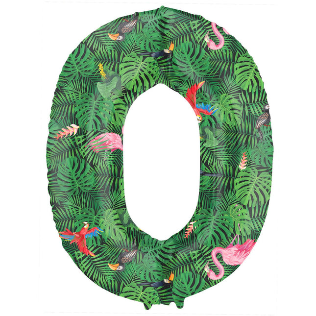 Feestbazaar Folieballon Cijfer 0 Jungle Print (86cm)