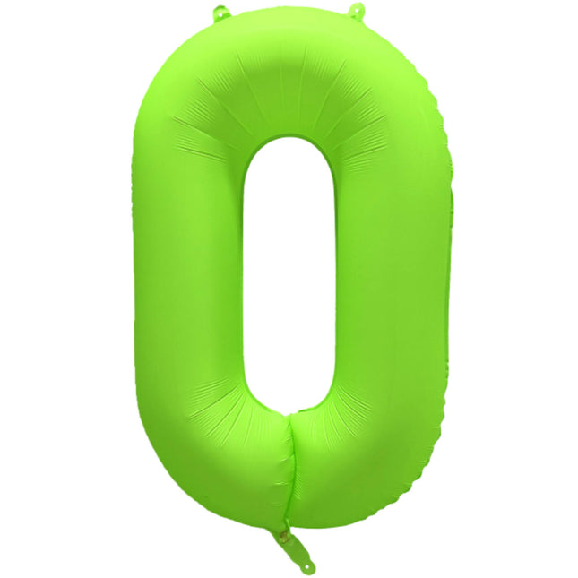Feestbazaar Folieballon Cijfer 0 Neon Groen (86cm)