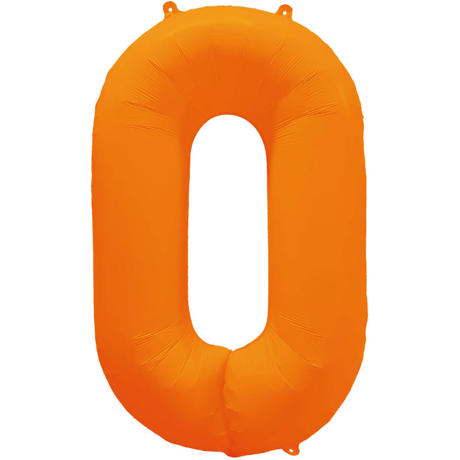 Feestbazaar Folieballon Cijfer 0 Neon Oranje (86cm)