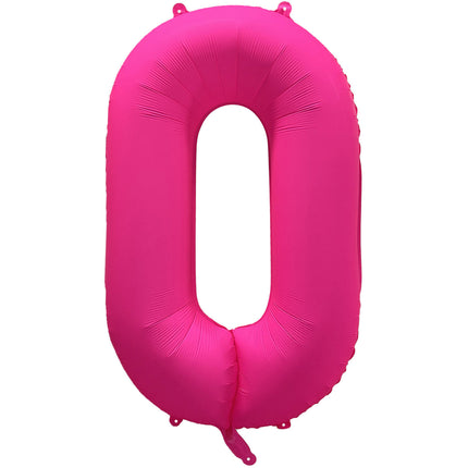 Feestbazaar Folieballon Cijfer 0 Neon Roze (86cm)