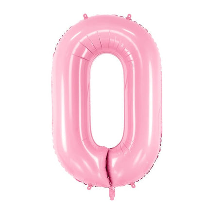 Feestbazaar Folieballon cijfer 0 roze 86cm