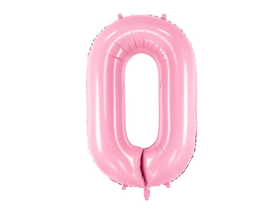 Feestbazaar Folieballon cijfer 0 roze 86cm