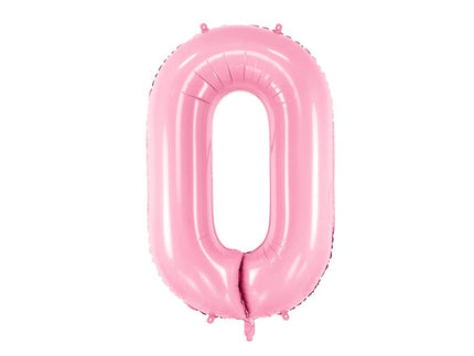 Feestbazaar Folieballon cijfer 0 roze 86cm