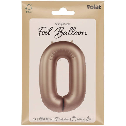 Feestbazaar Folieballon Cijfer 0 Starlight Gold (86cm)