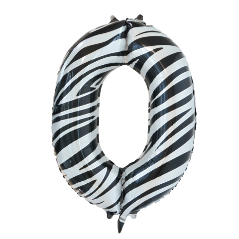 Feestbazaar Folieballon Cijfer 0 Zebra (86cm)