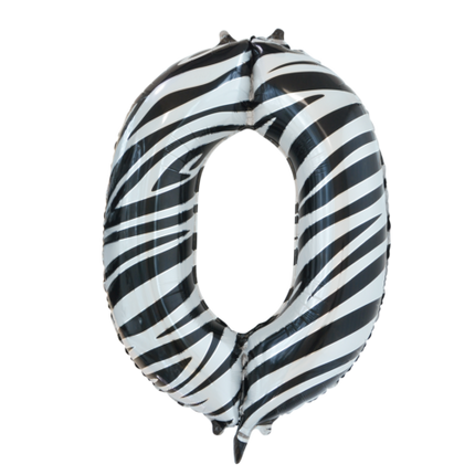 Feestbazaar Folieballon Cijfer 0 Zebra (86cm)