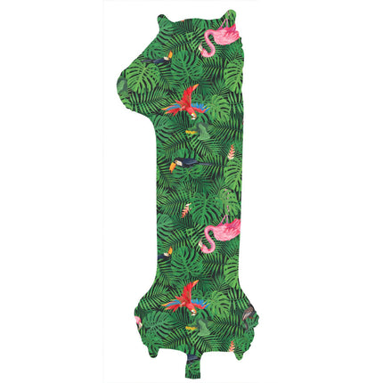 Feestbazaar Folieballon Cijfer 1 Jungle Print (86cm)