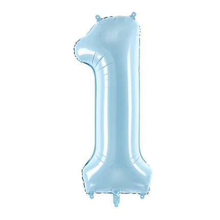 Feestbazaar Folieballon cijfer 1 lichtblauw 86cm