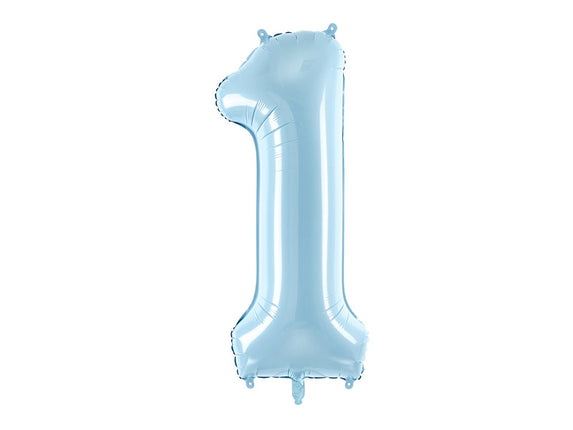 Feestbazaar Folieballon cijfer 1 lichtblauw 86cm