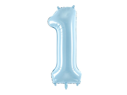 Feestbazaar Folieballon cijfer 1 lichtblauw 86cm