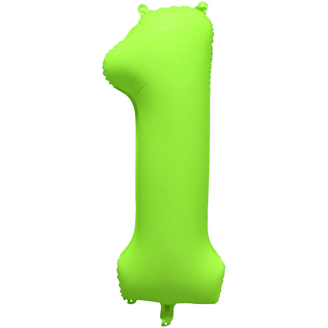 Feestbazaar Folieballon Cijfer 1 Neon Groen (86cm)