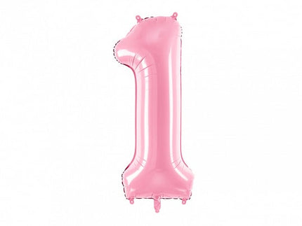 Feestbazaar Folieballon cijfer 1 roze 86cm