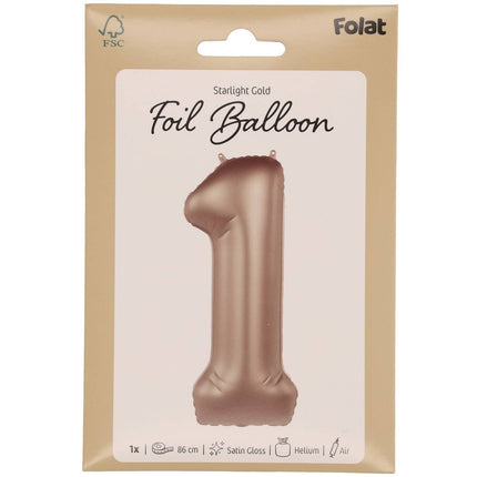 Feestbazaar Folieballon Cijfer 1 Starlight Gold (86cm)