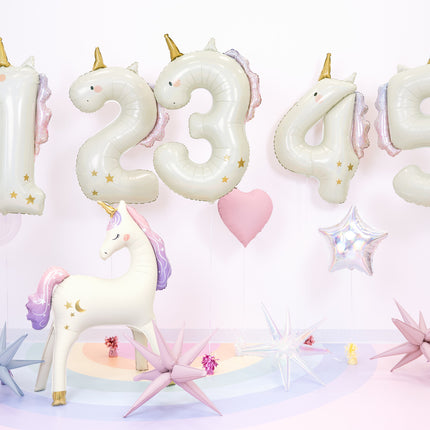 Feestbazaar Folieballon Cijfer 1 Unicorn (93cm)