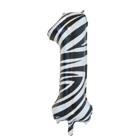 Feestbazaar Folieballon Cijfer 1 Zebra (86cm)