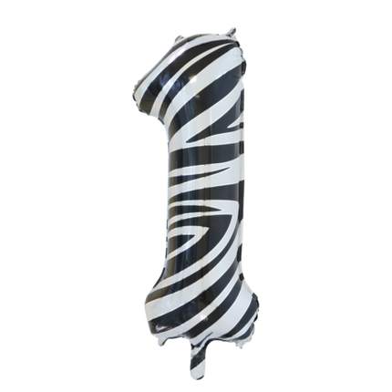 Feestbazaar Folieballon Cijfer 1 Zebra (86cm)